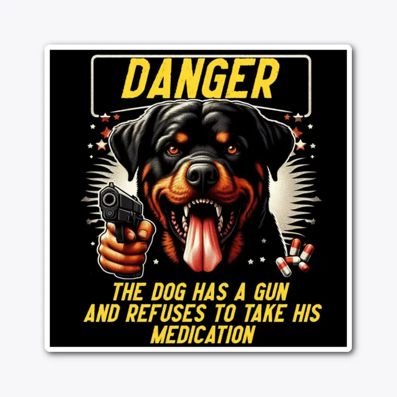 Rottweiler Has a Gun