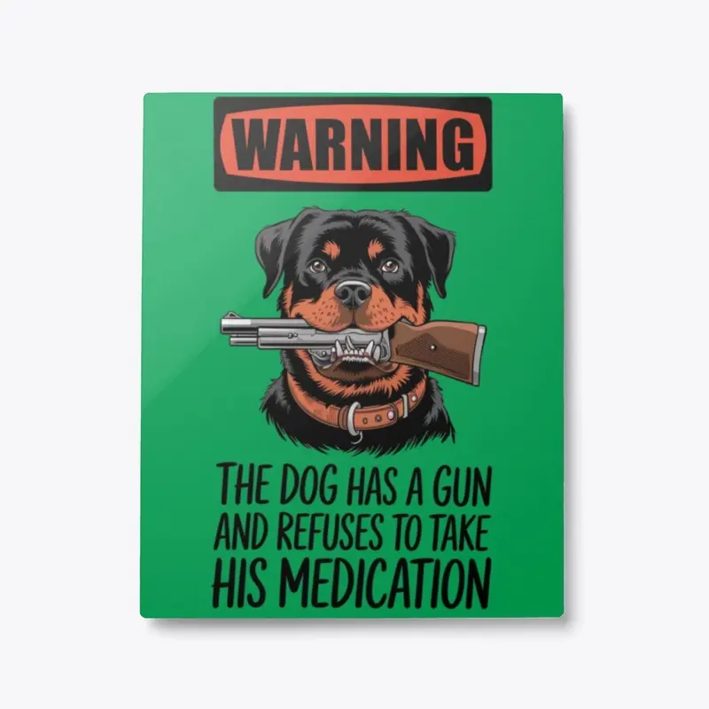 Rottweiler Has a Gun